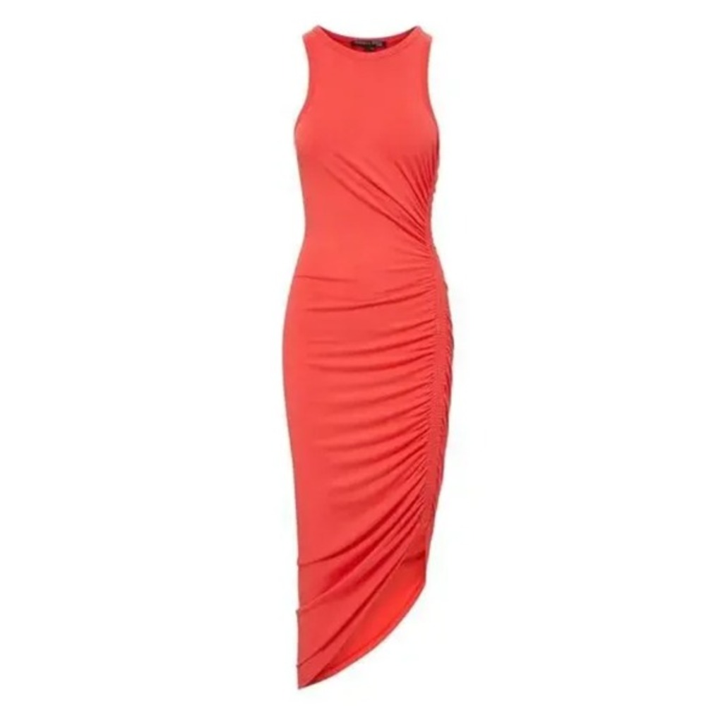 Veronica Beard Haylee Ruched‎ Jersey Midi Tank Dress Sz S Watermelon Pink Modal